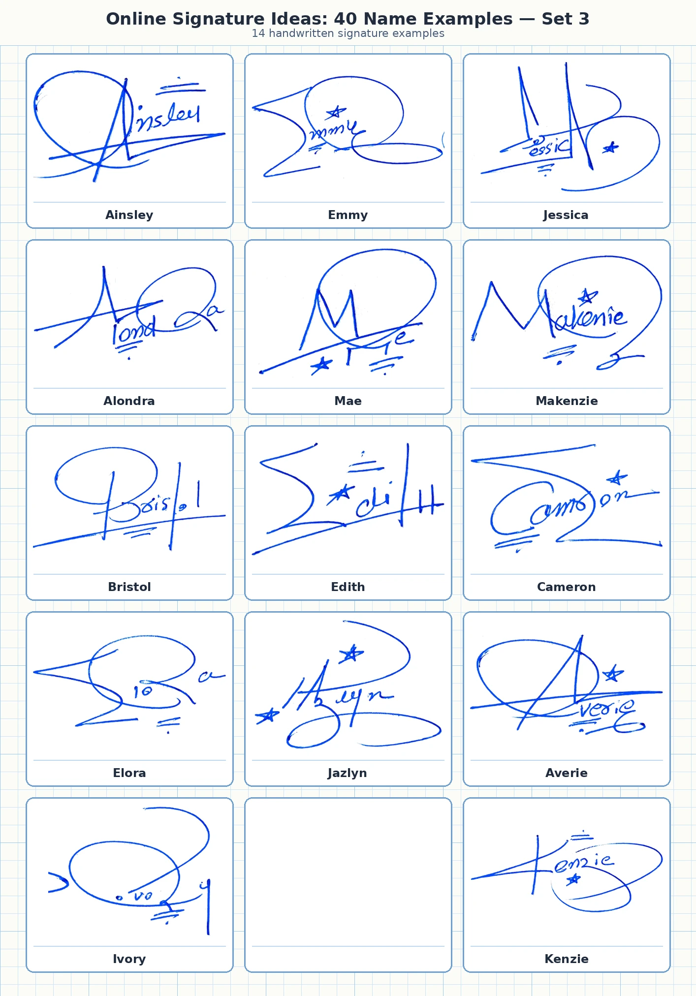 14 online signature ideas for Ainsley, Emmy, Jessica, Alondra and more names