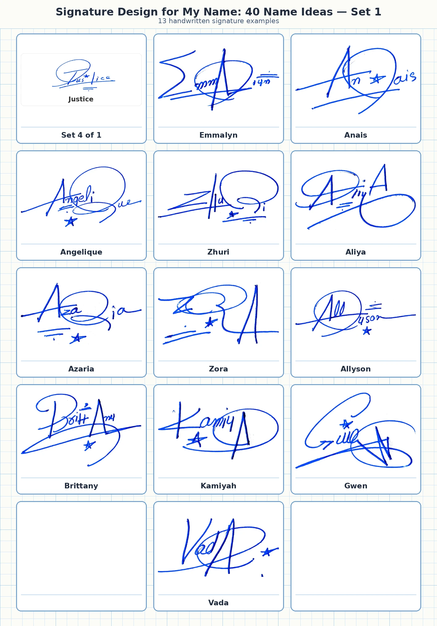 13 signature design for my name examples for Emmalyn, Anais, Angelique, Zhuri and more names