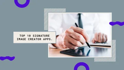 Person drawing a handwritten signature on a tablet for a signature image